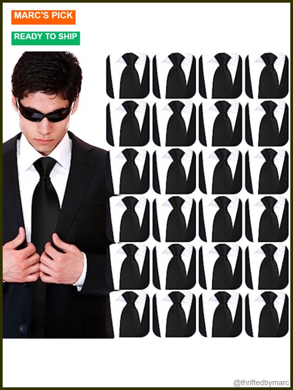 24 Pcs Adjustable Pre Tied Zipper Necktie Set Polyester Classic Style